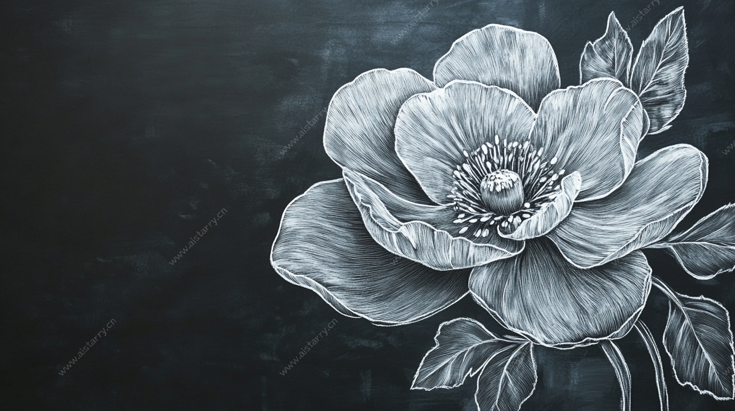 黑白花卉素描图