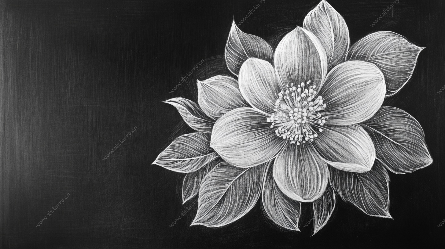 黑板上的素描花卉