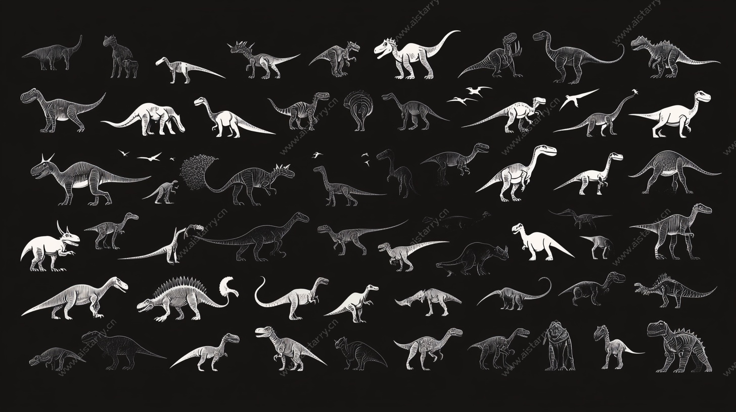 多样恐龙剪影集合