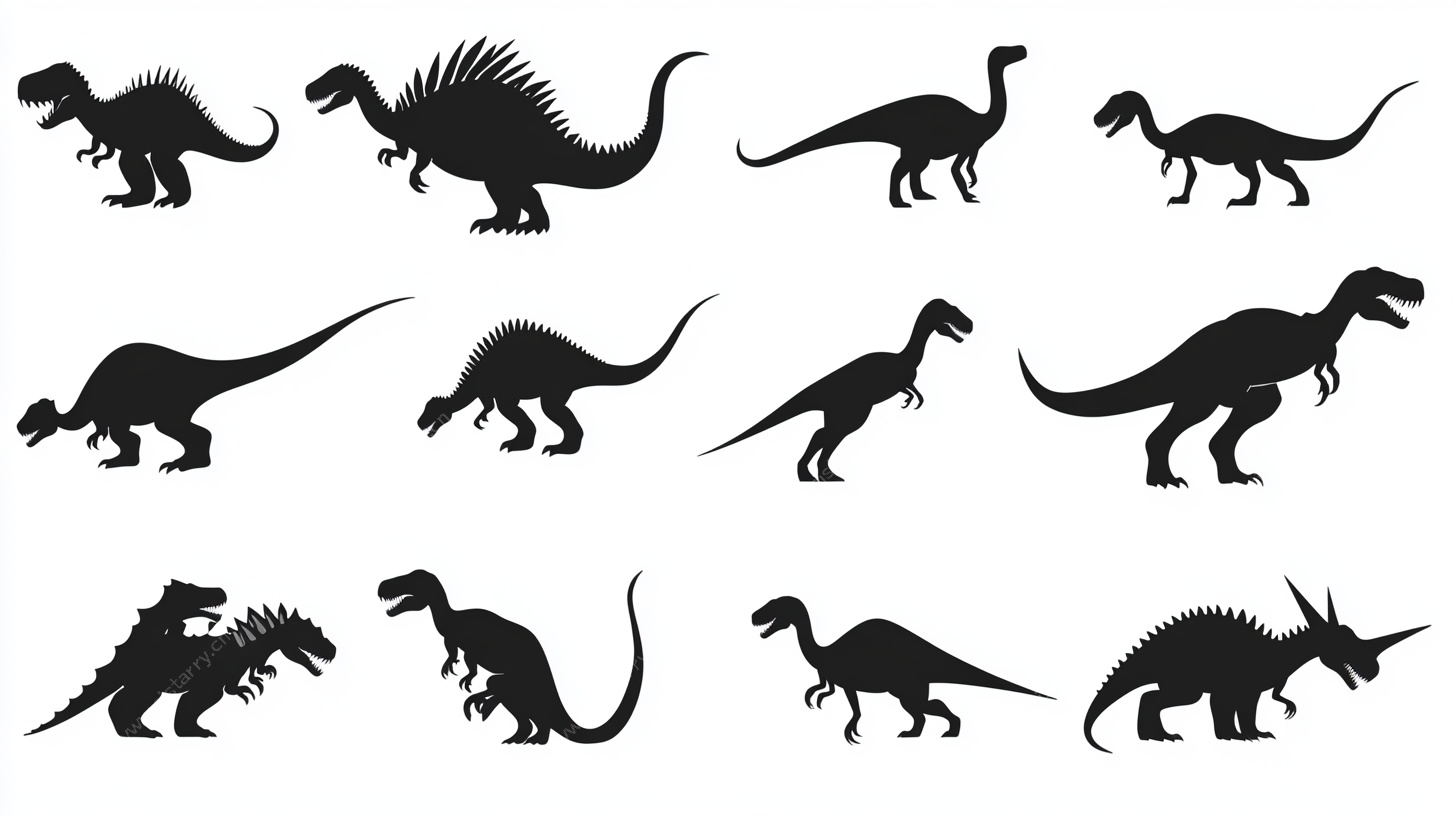 多样恐龙剪影集合