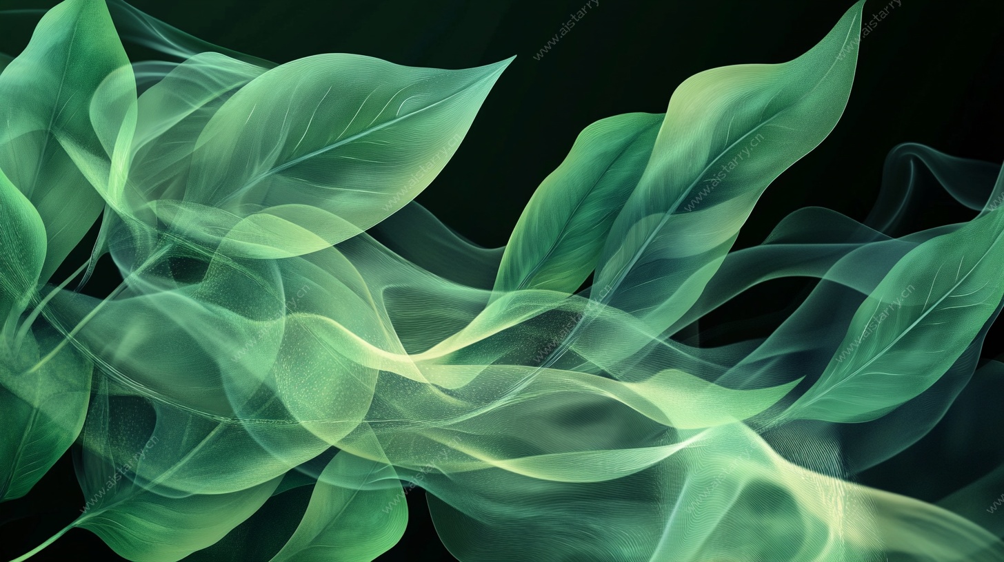 飘逸绿影叶片艺术图