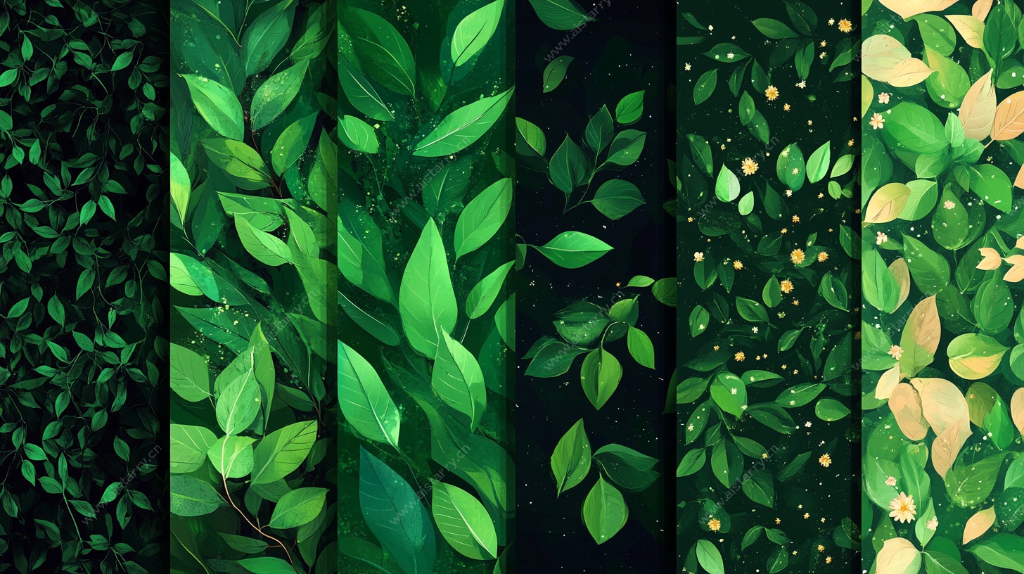 绿叶水彩纹理背景集合