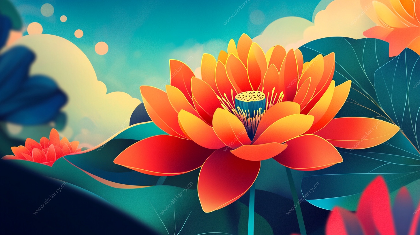 梦幻绚丽的绽放莲花