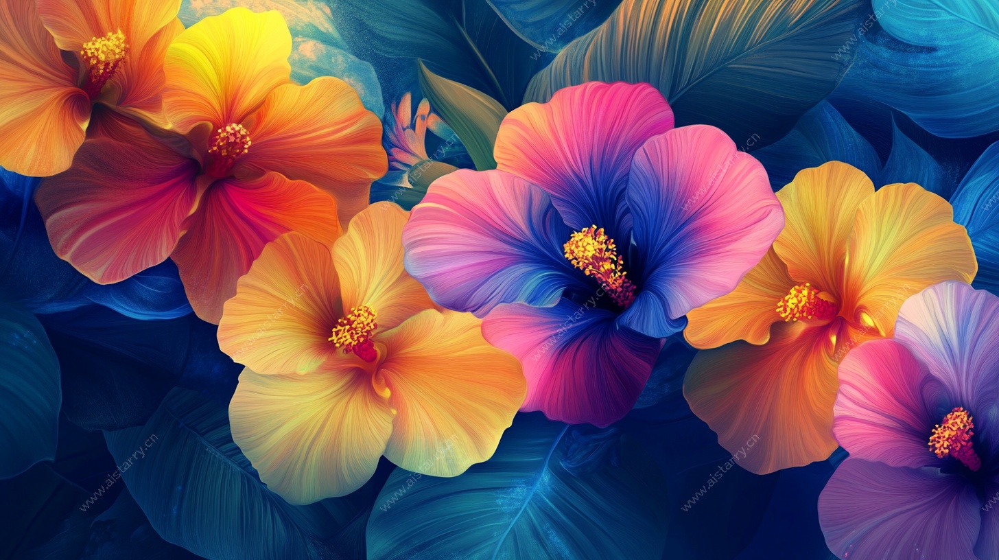 绚丽多彩的花卉艺术画