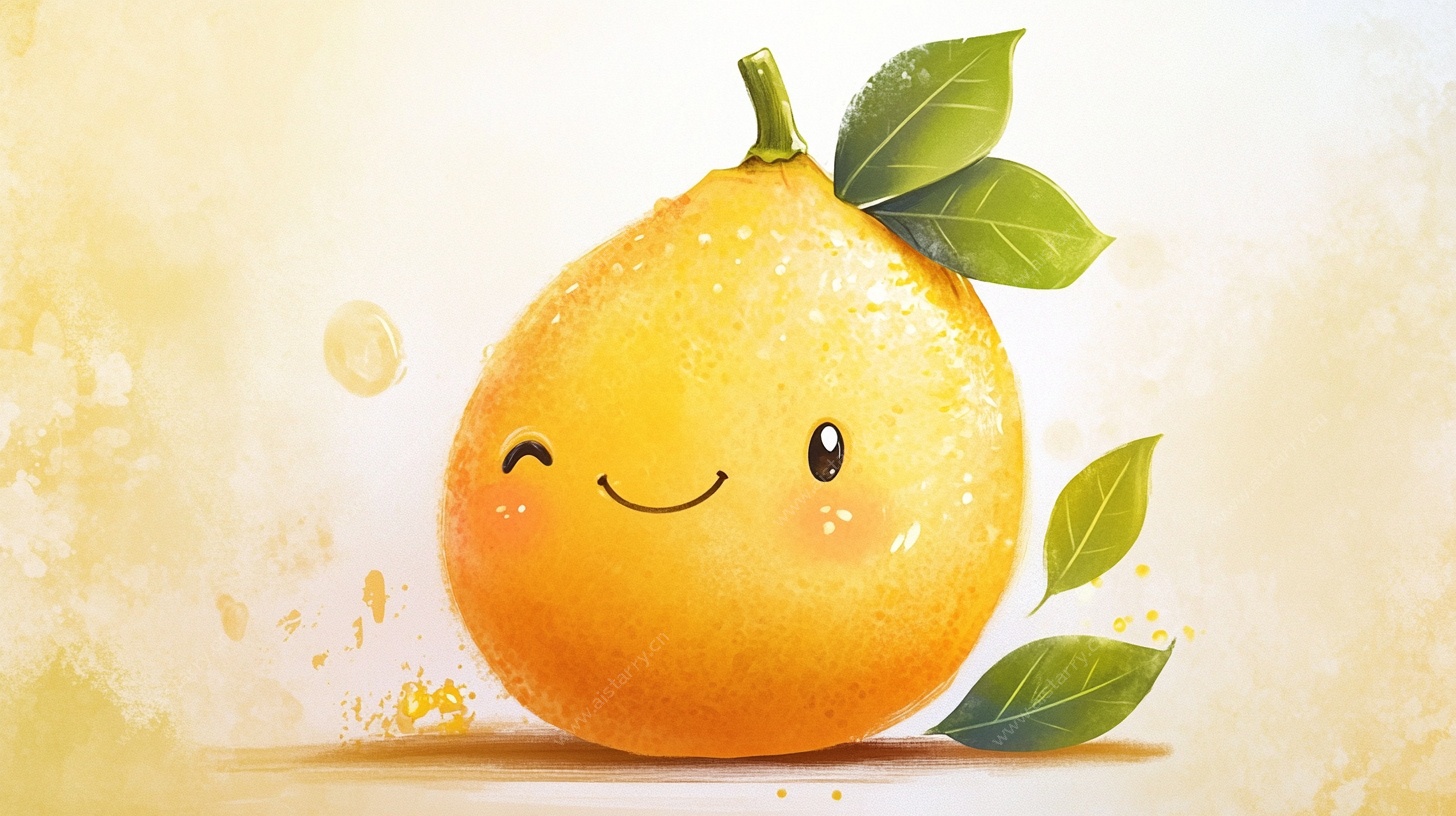 可爱笑脸黄柠檬插画