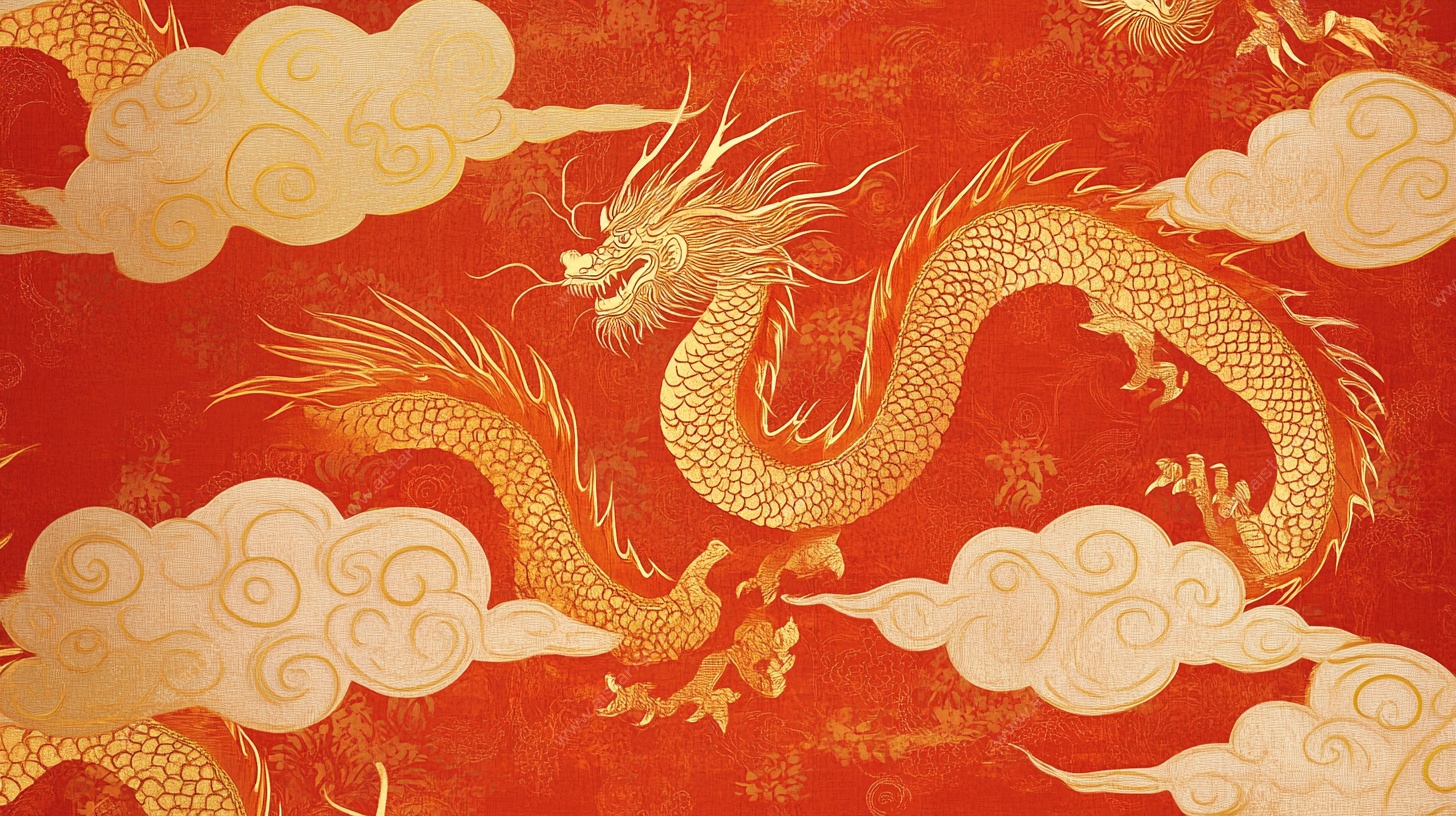 金龙戏云中式传统纹样