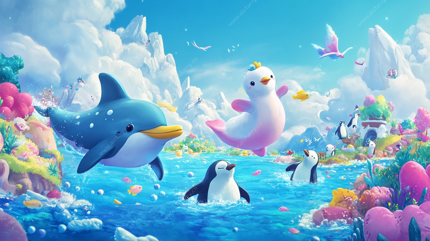 海底动物欢乐派对场景