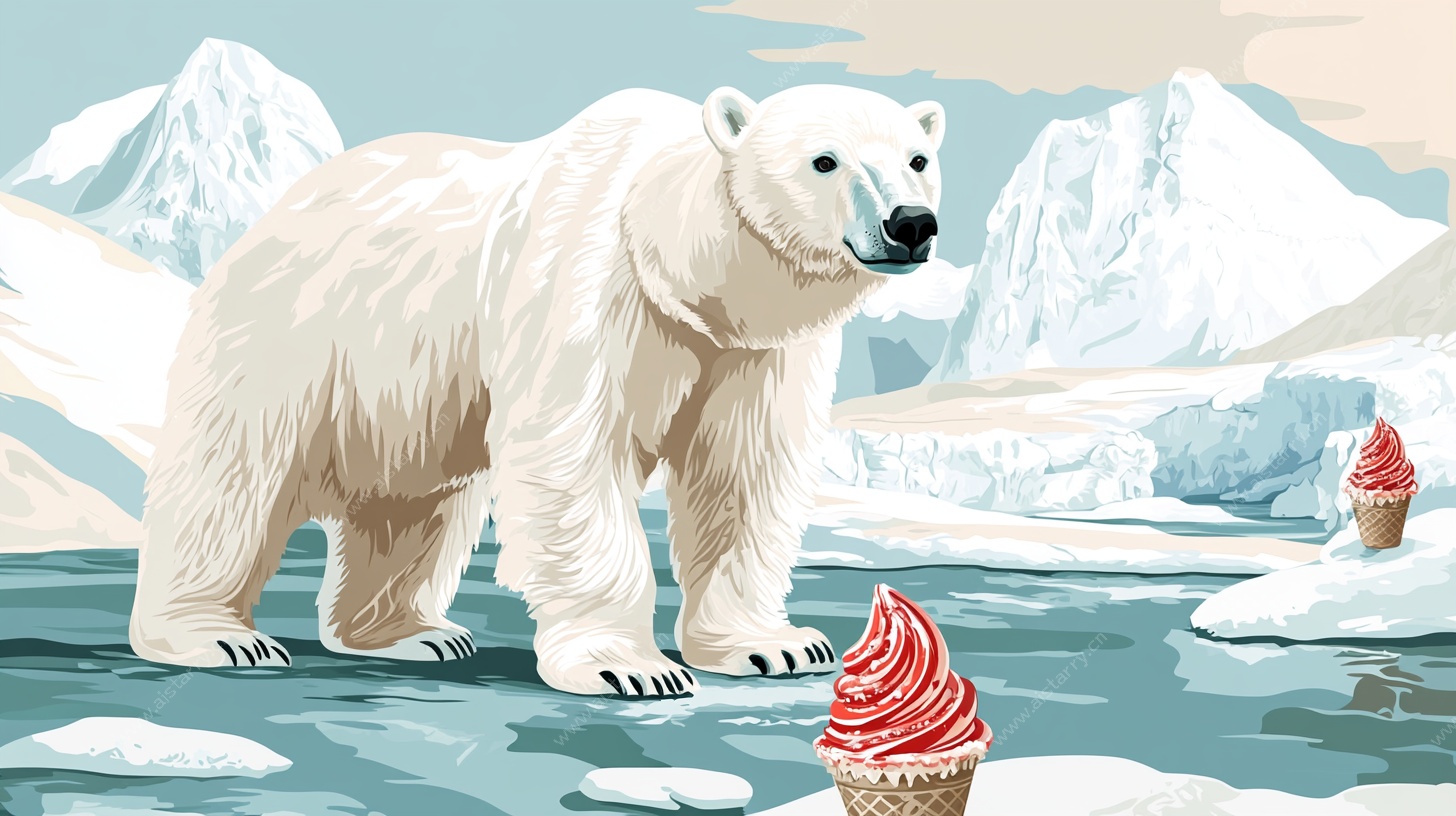 北极熊与冰淇淋的奇幻邂逅
