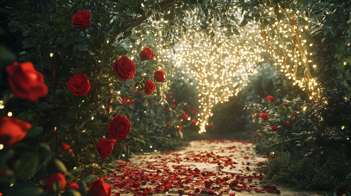 浪漫玫瑰灯光梦幻小径