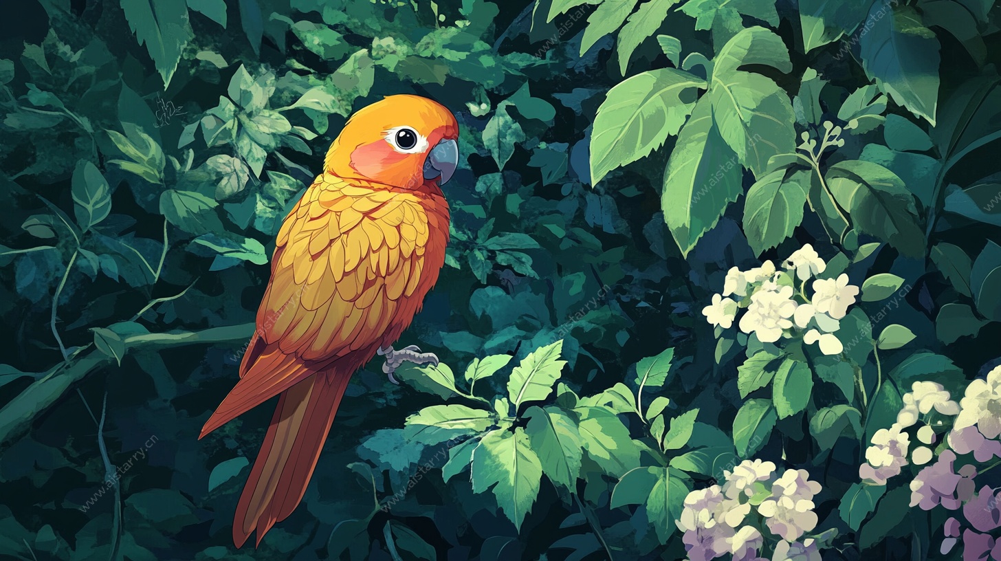 栖息丛林的艳丽鹦鹉