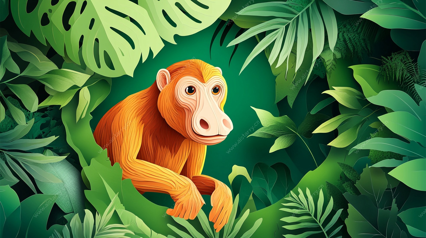 丛林中的可爱猴子