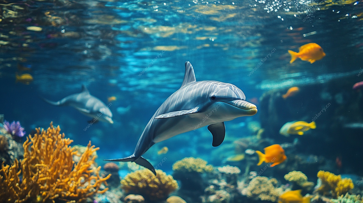 海豚畅游绚丽海底世界