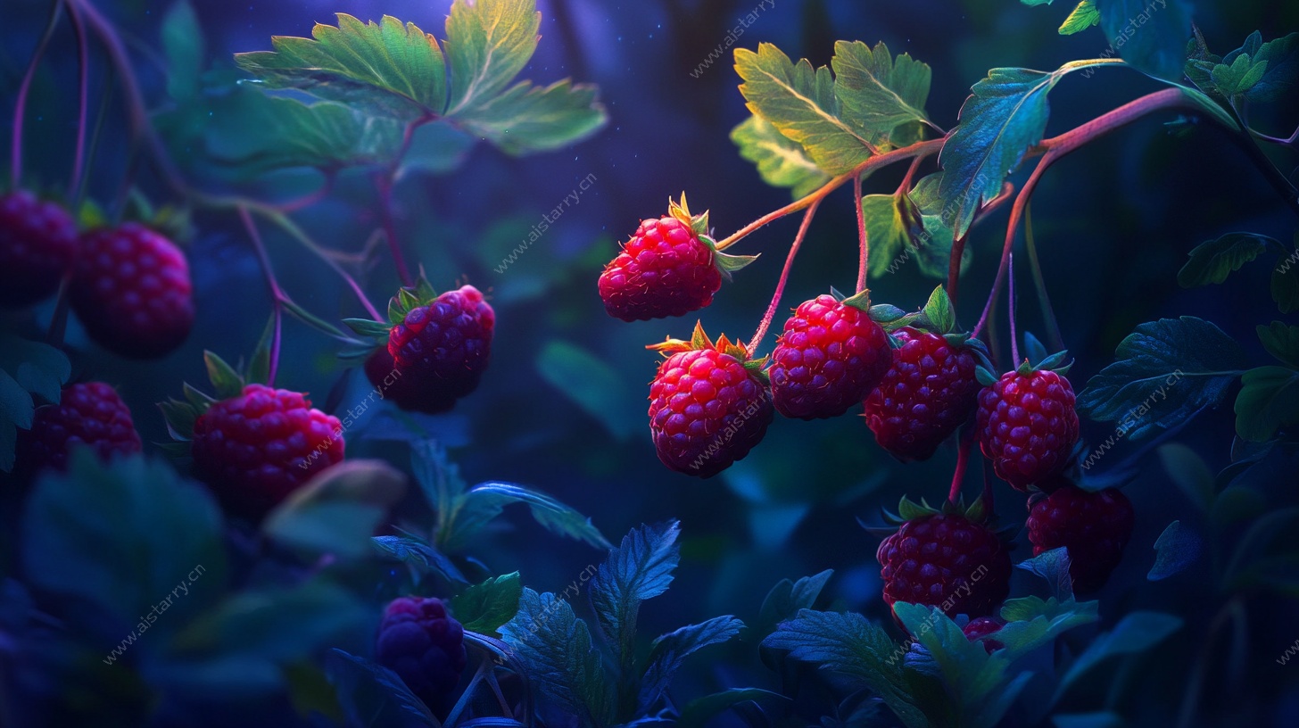 梦幻树莓 光影下的果实