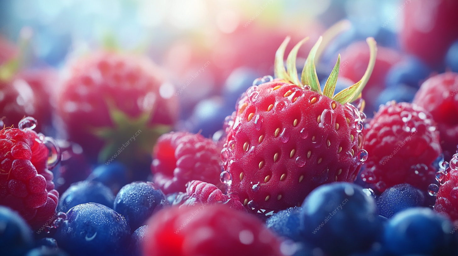 新鲜多汁的莓果特写