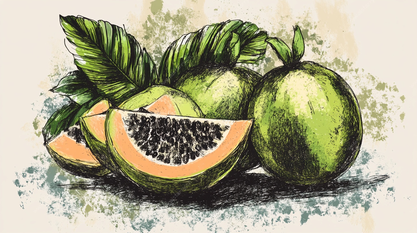 手绘青木瓜插画