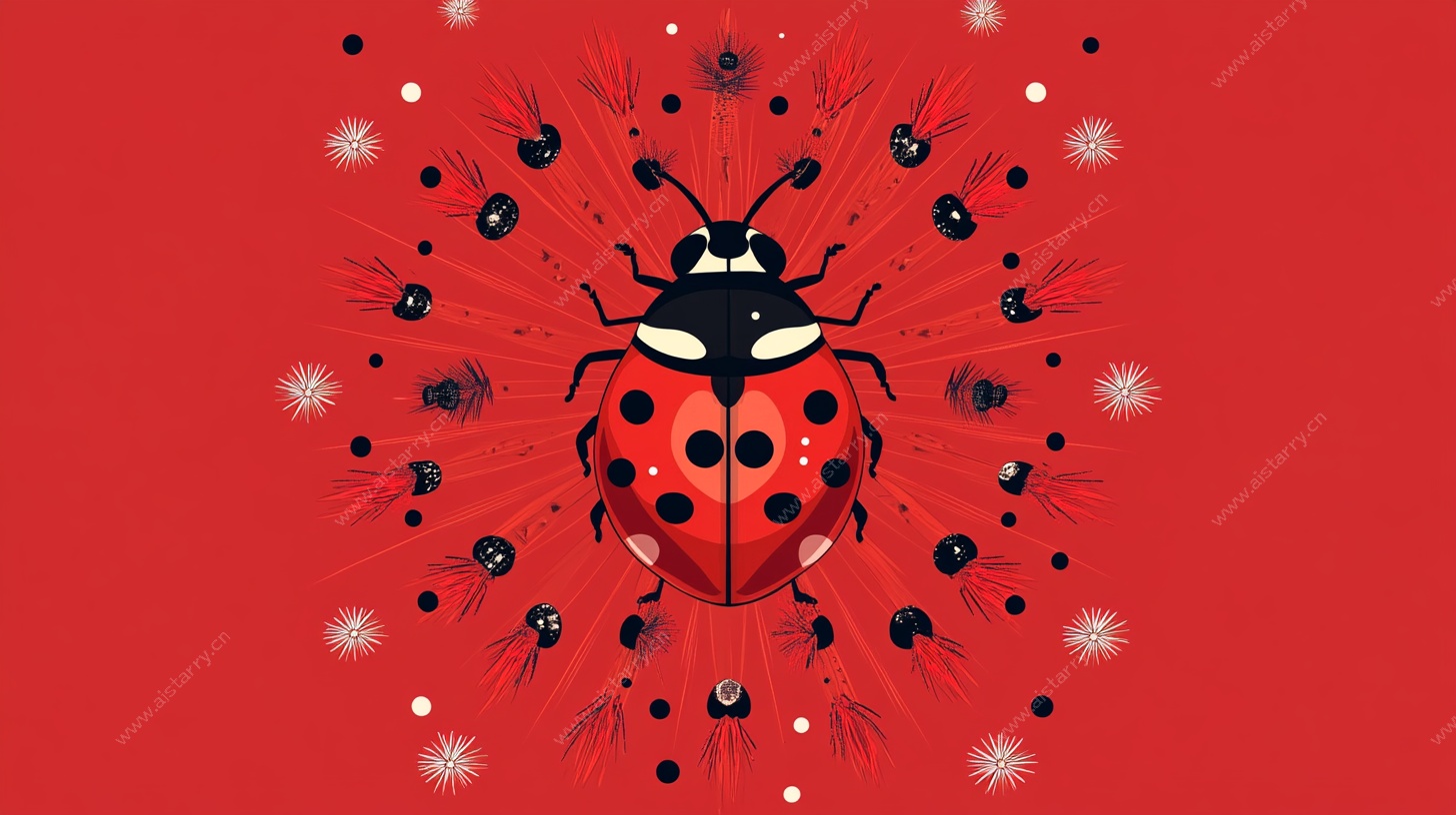 红色瓢虫抽象艺术插画