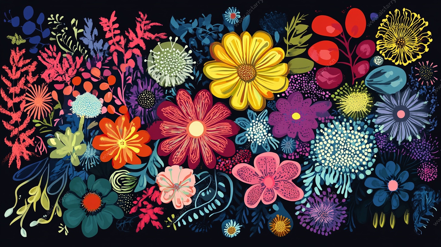 缤纷花卉插画