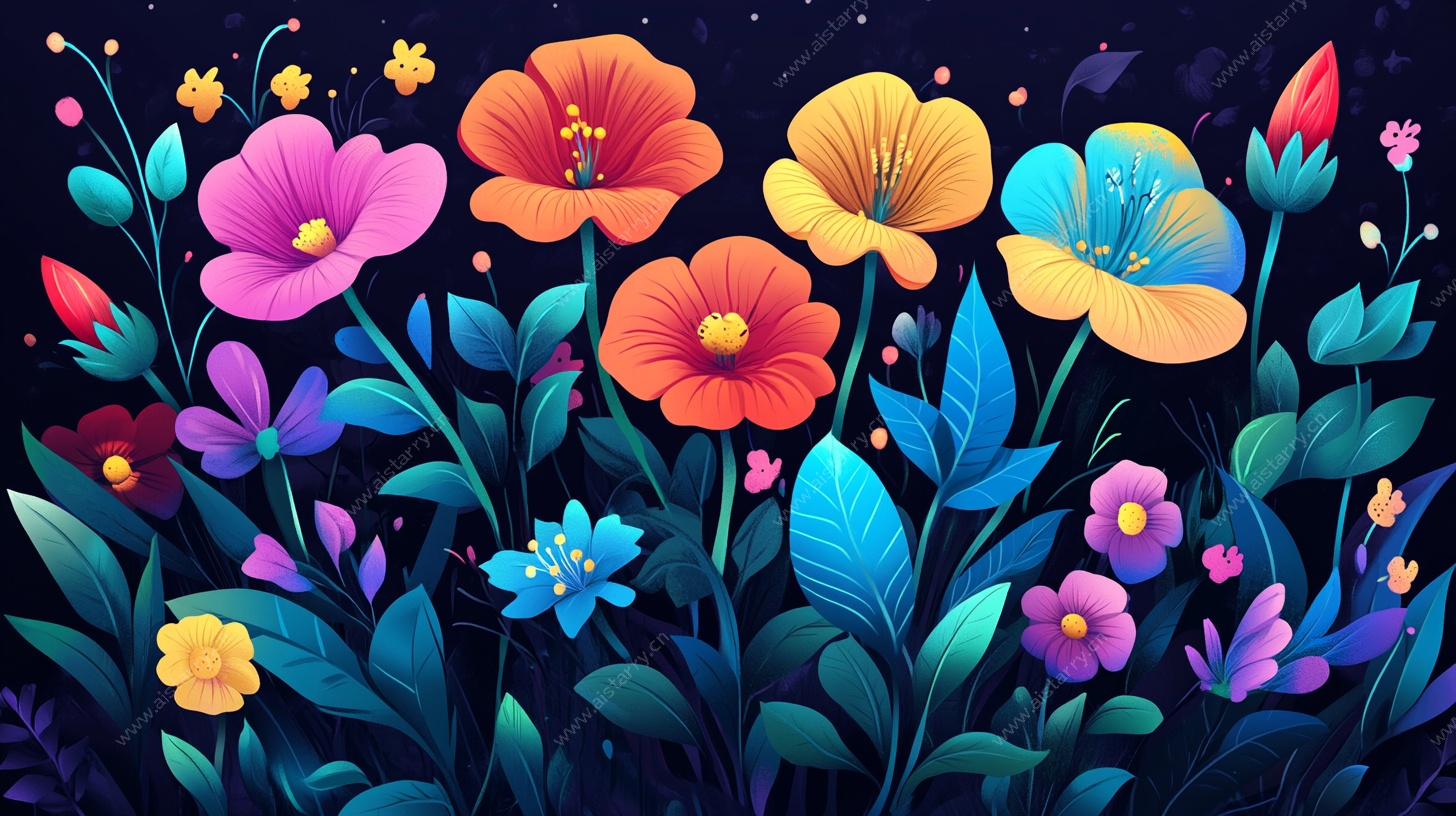 梦幻花卉夜之绘景