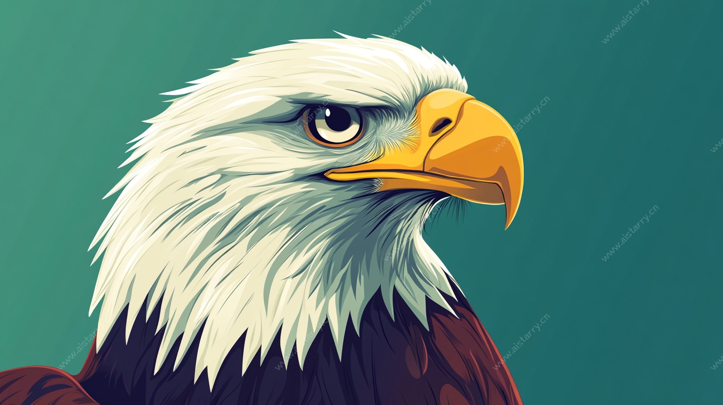 白头海雕头像插画