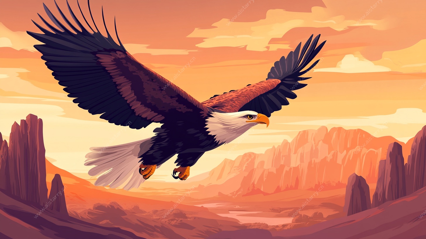 翱翔的雄鹰于壮丽山川间