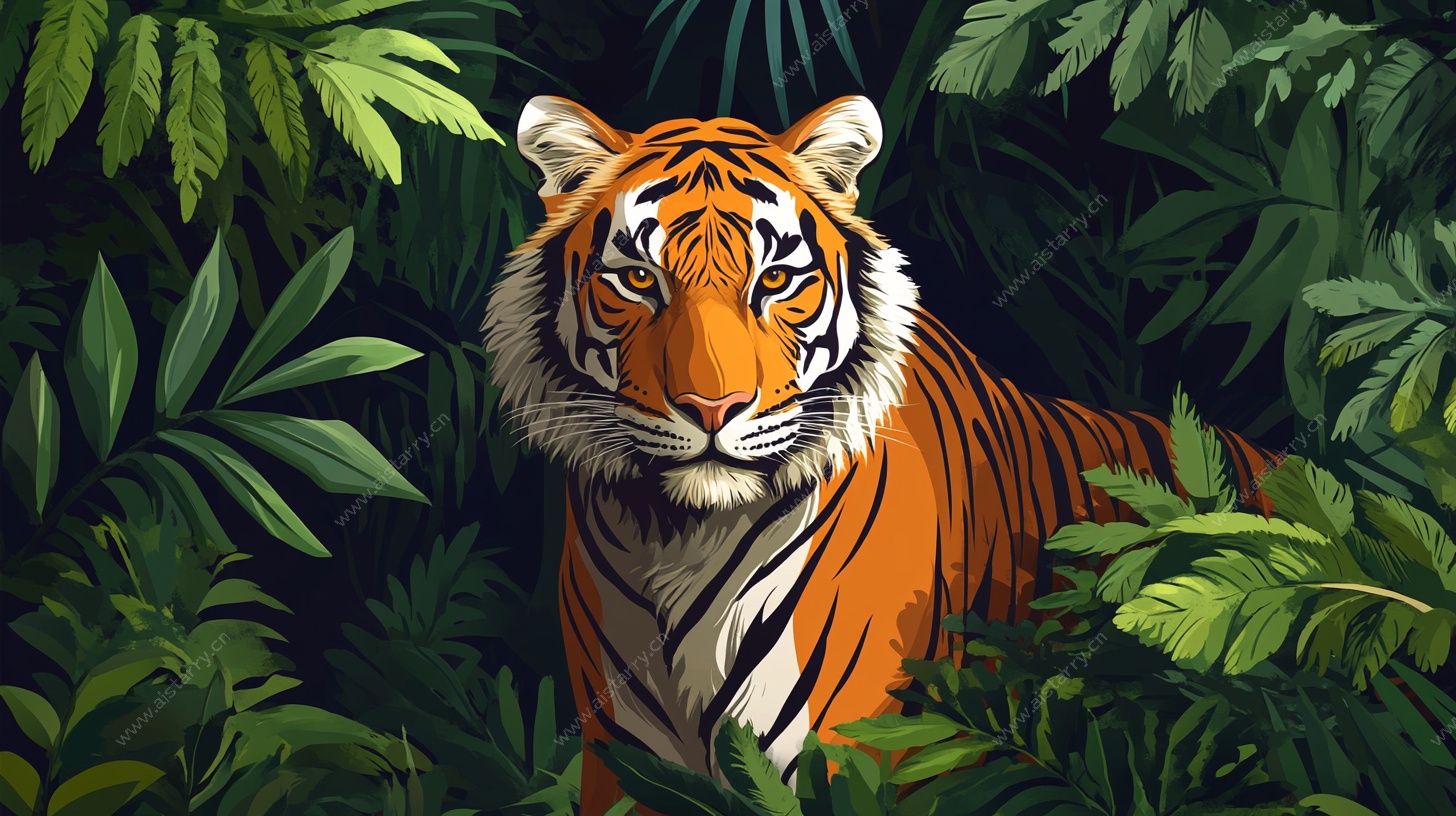 丛林中的威严老虎