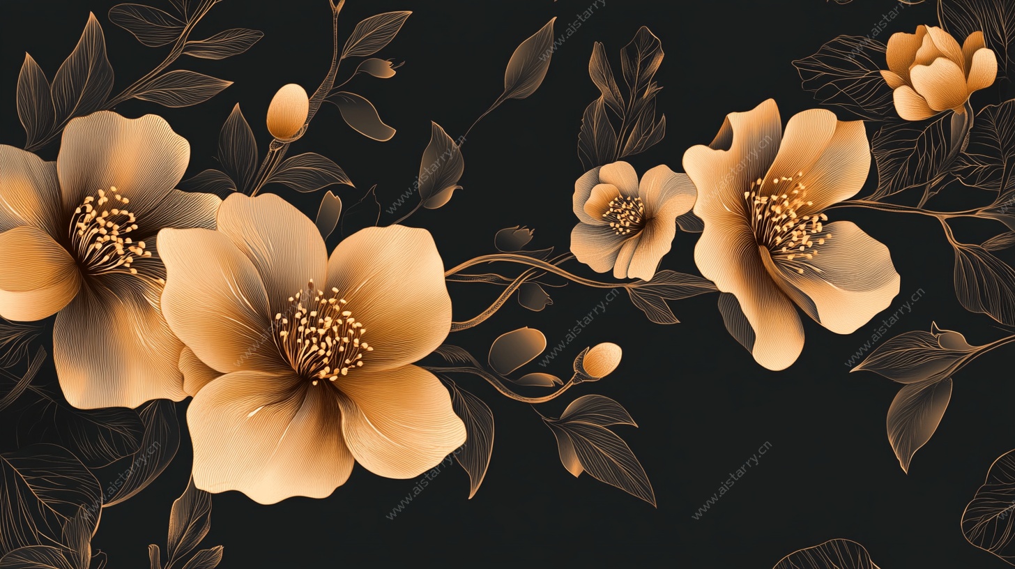 黑金花卉装饰图案