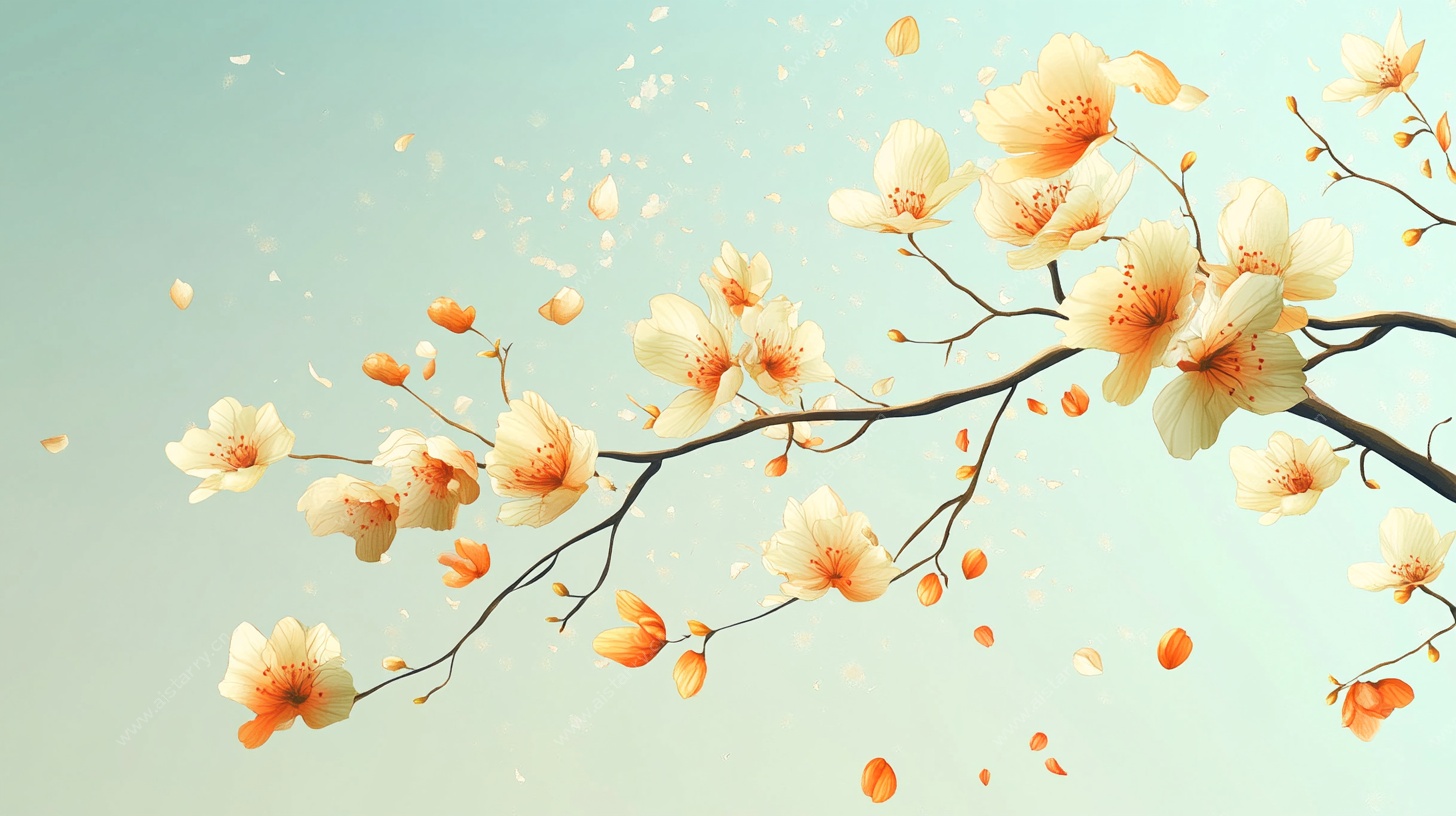 春日繁花枝头绽放图