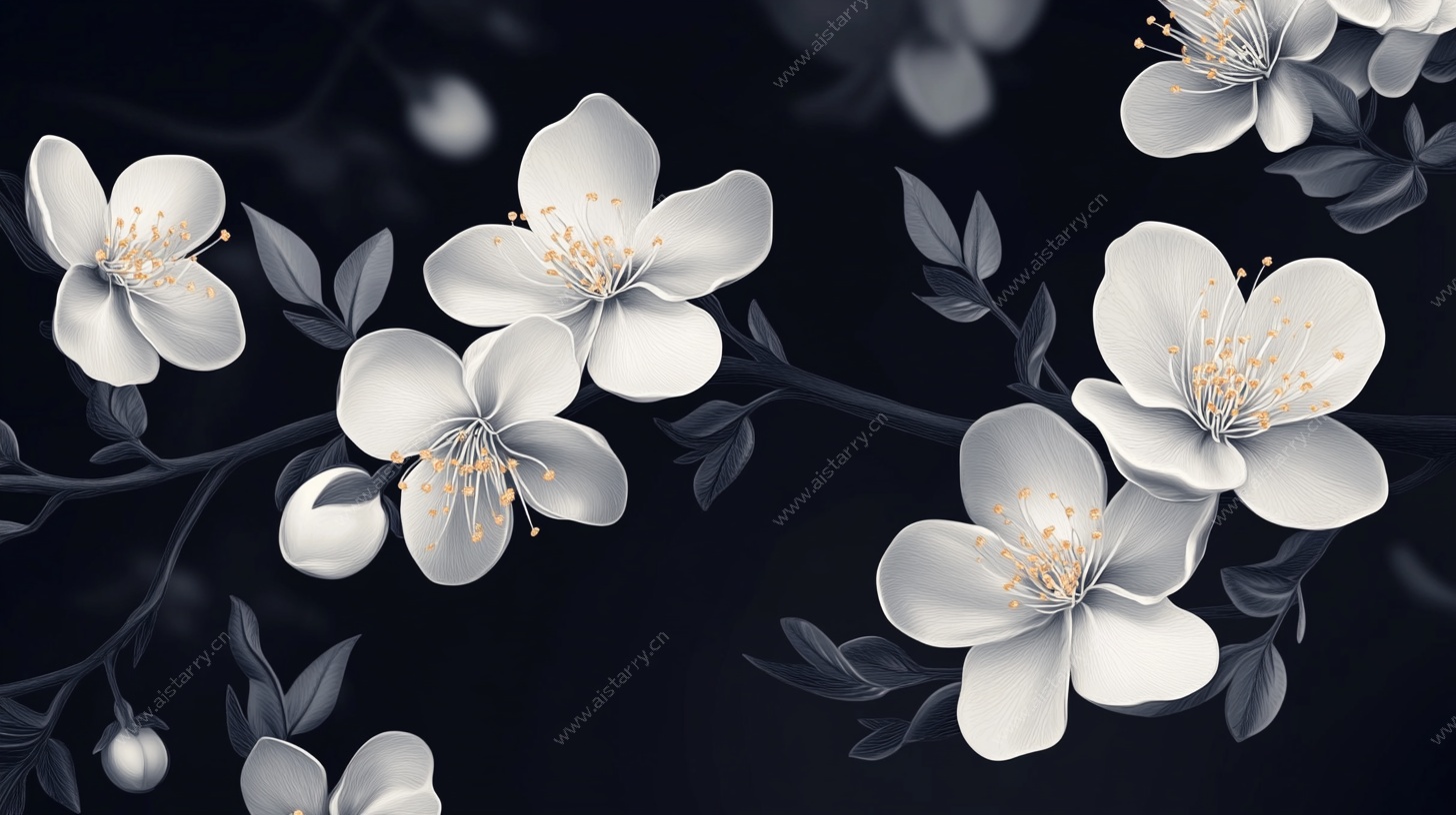 白色花卉图案背景图