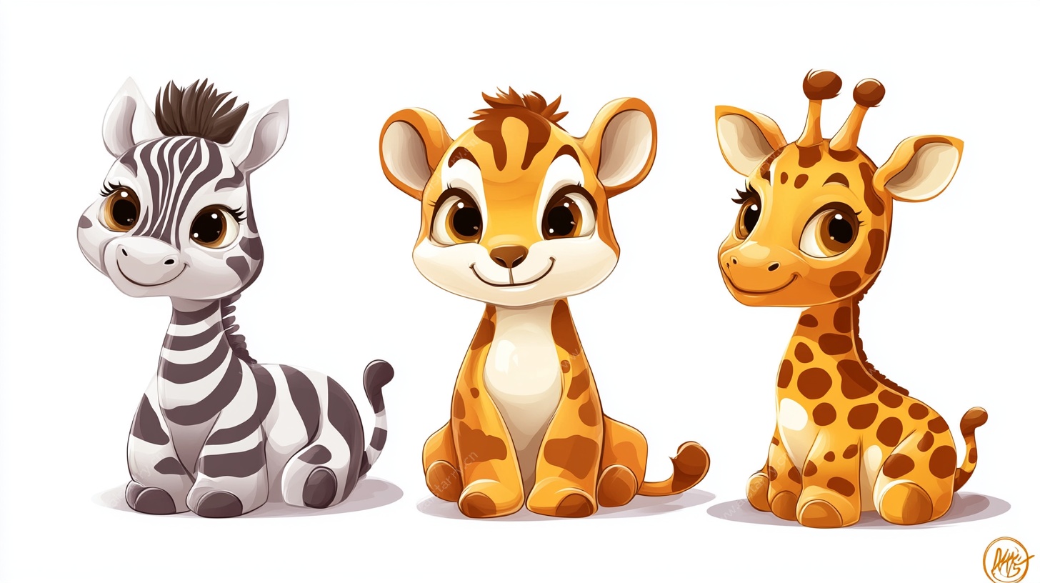 可爱卡通野生动物三剑客