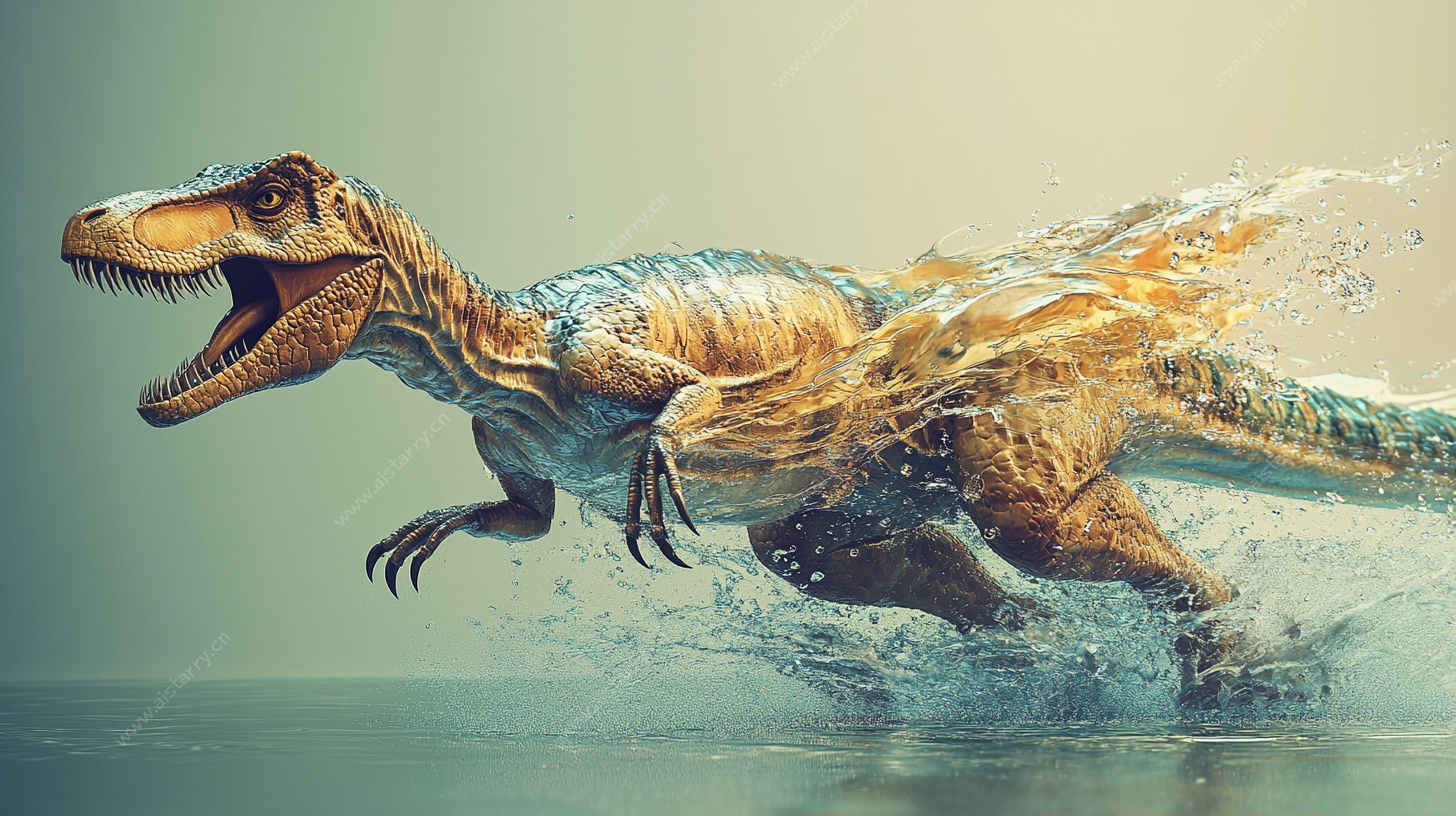 迅猛龙破水狂奔动态图