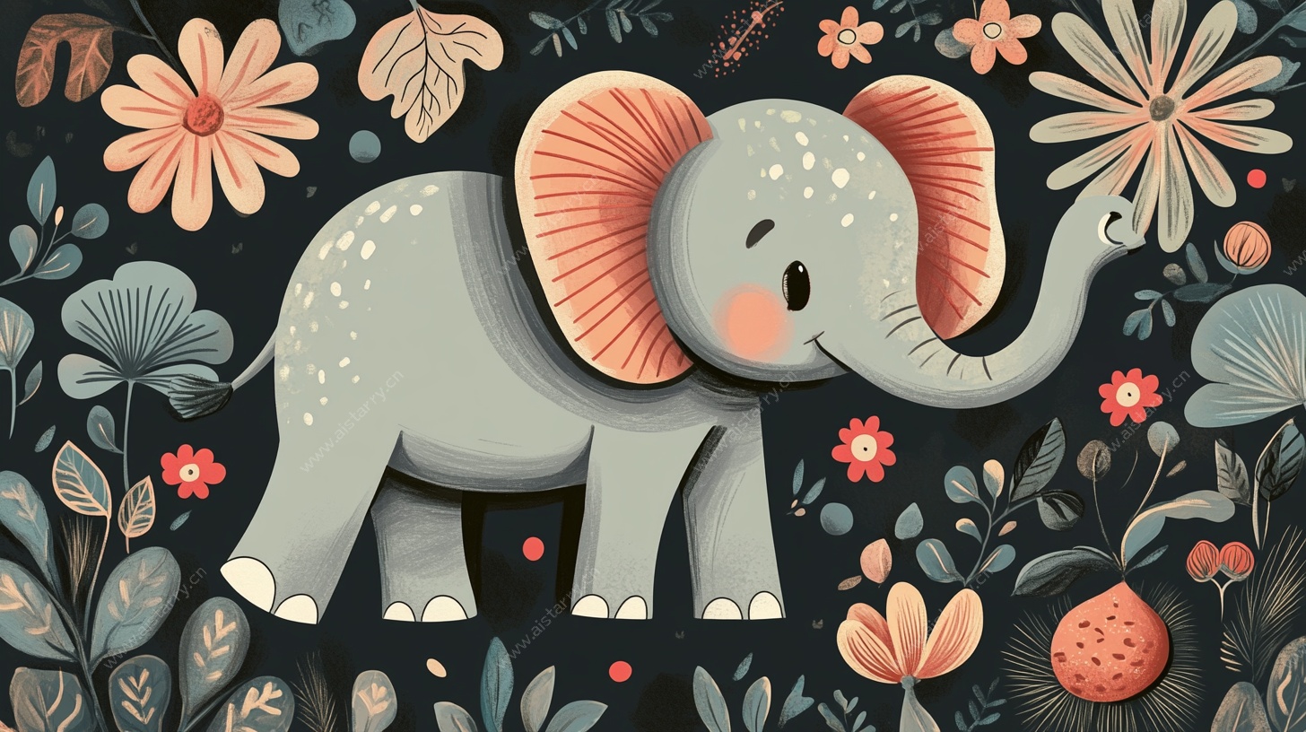 可爱小象的花卉世界