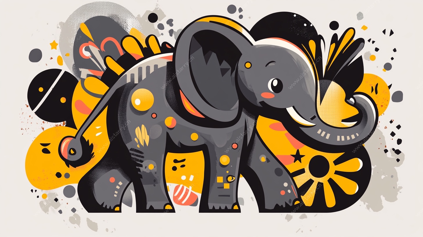 可爱卡通大象插画