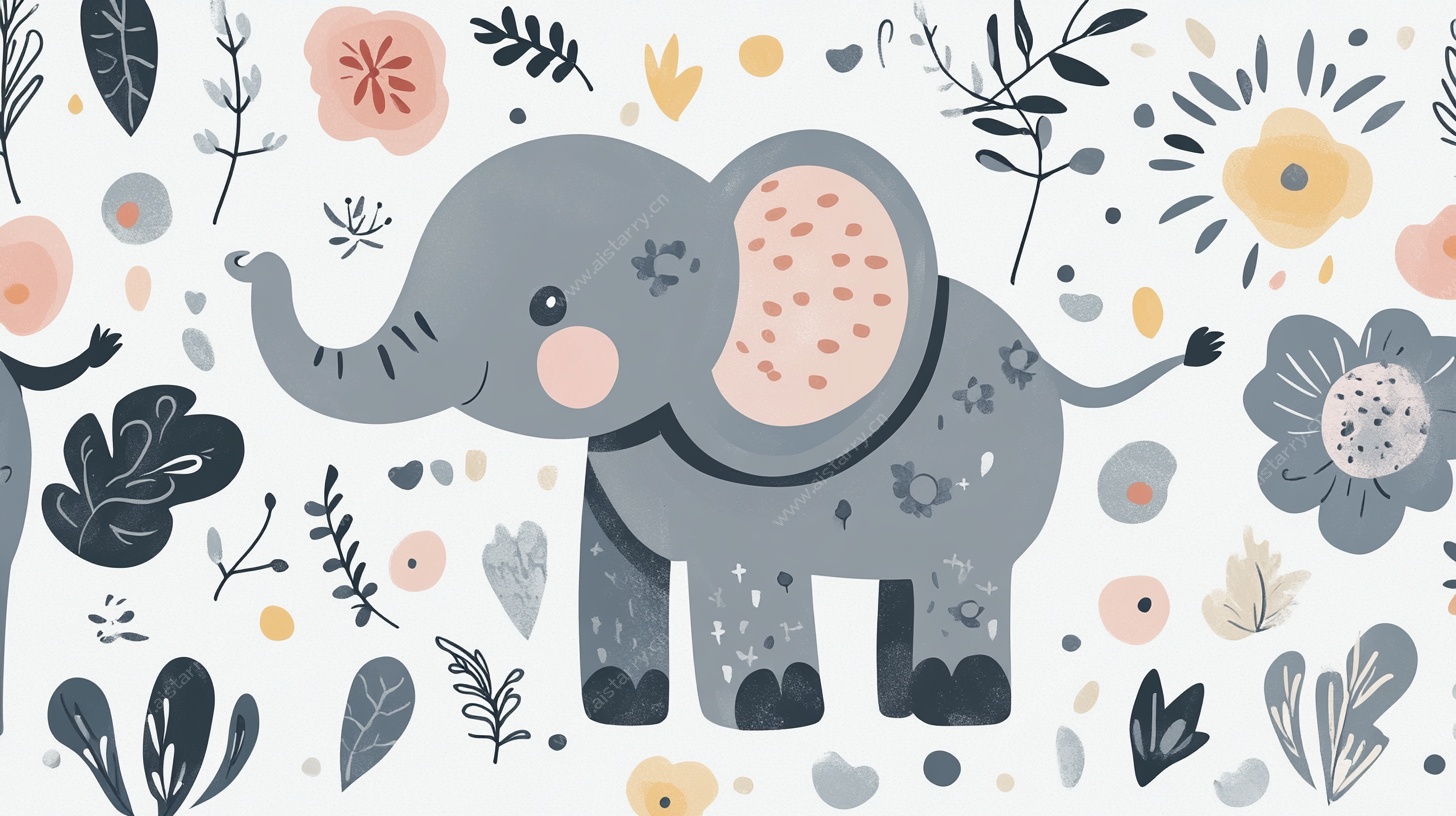 可爱小象的梦幻花草世界