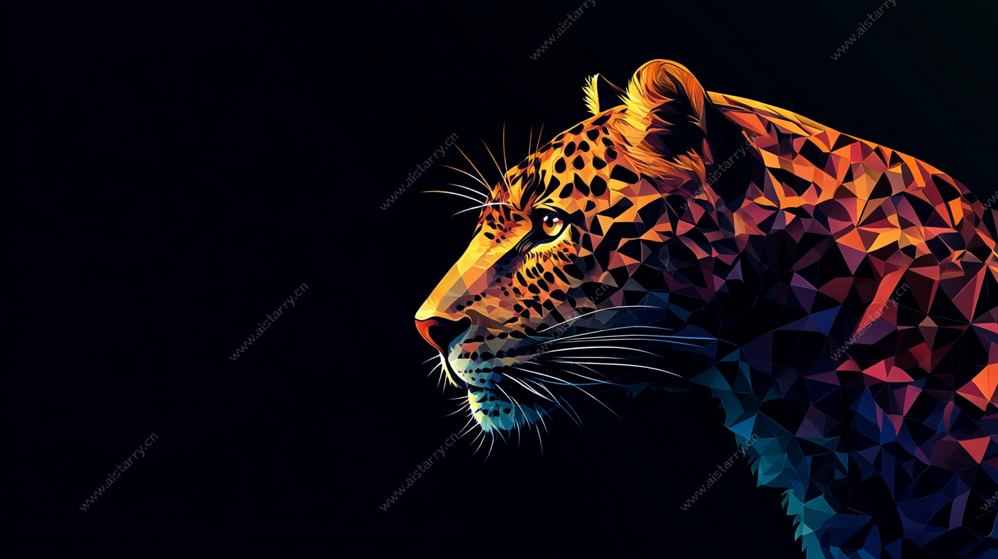 几何风格猎豹头像插画