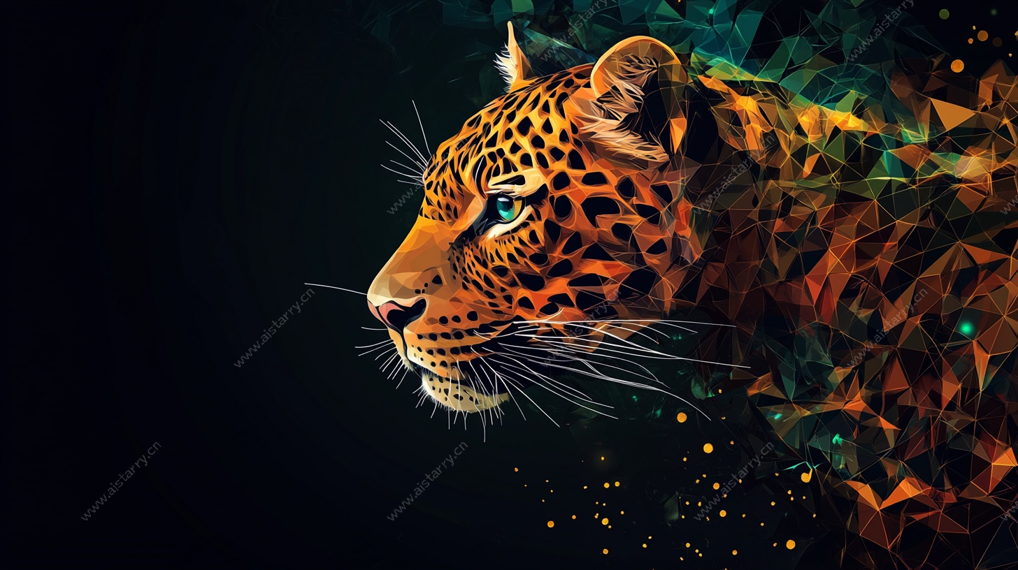 几何风格猎豹艺术插画
