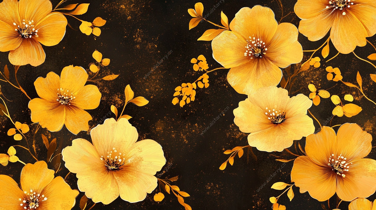 金黄花卉图案背景图