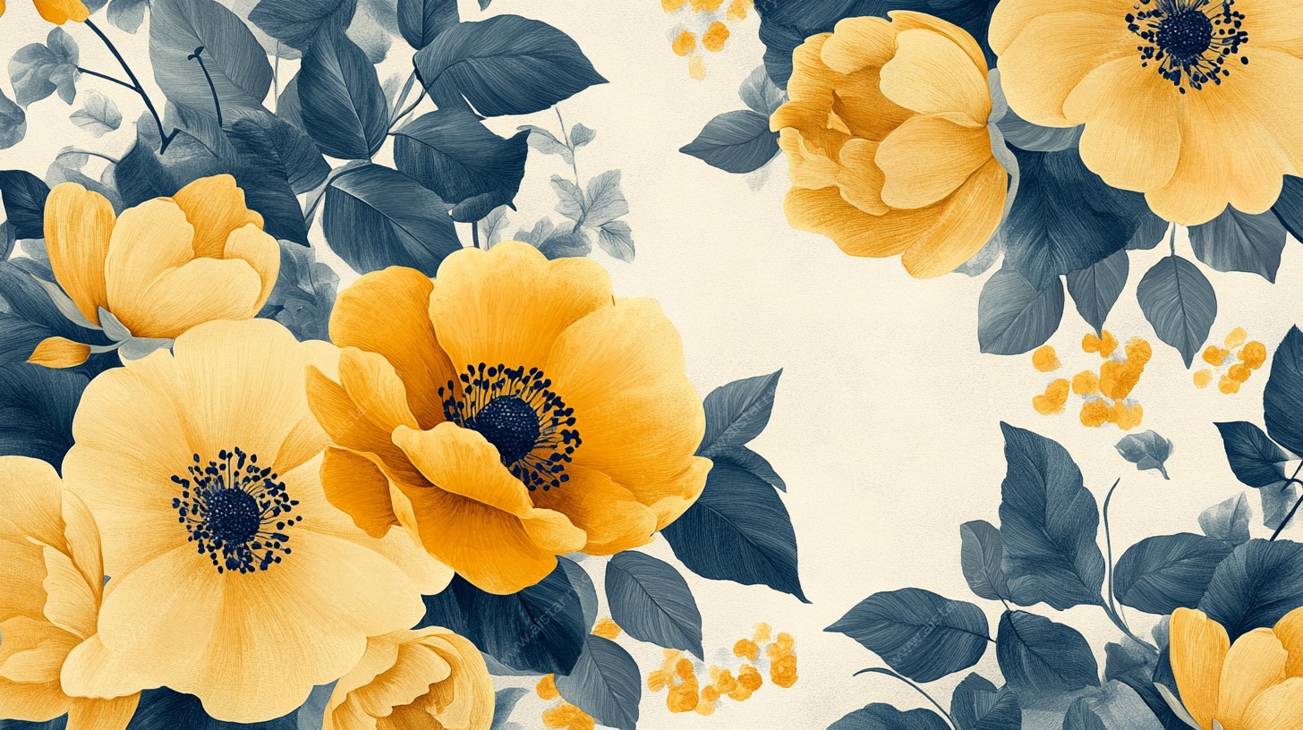 黄色花卉图案背景图