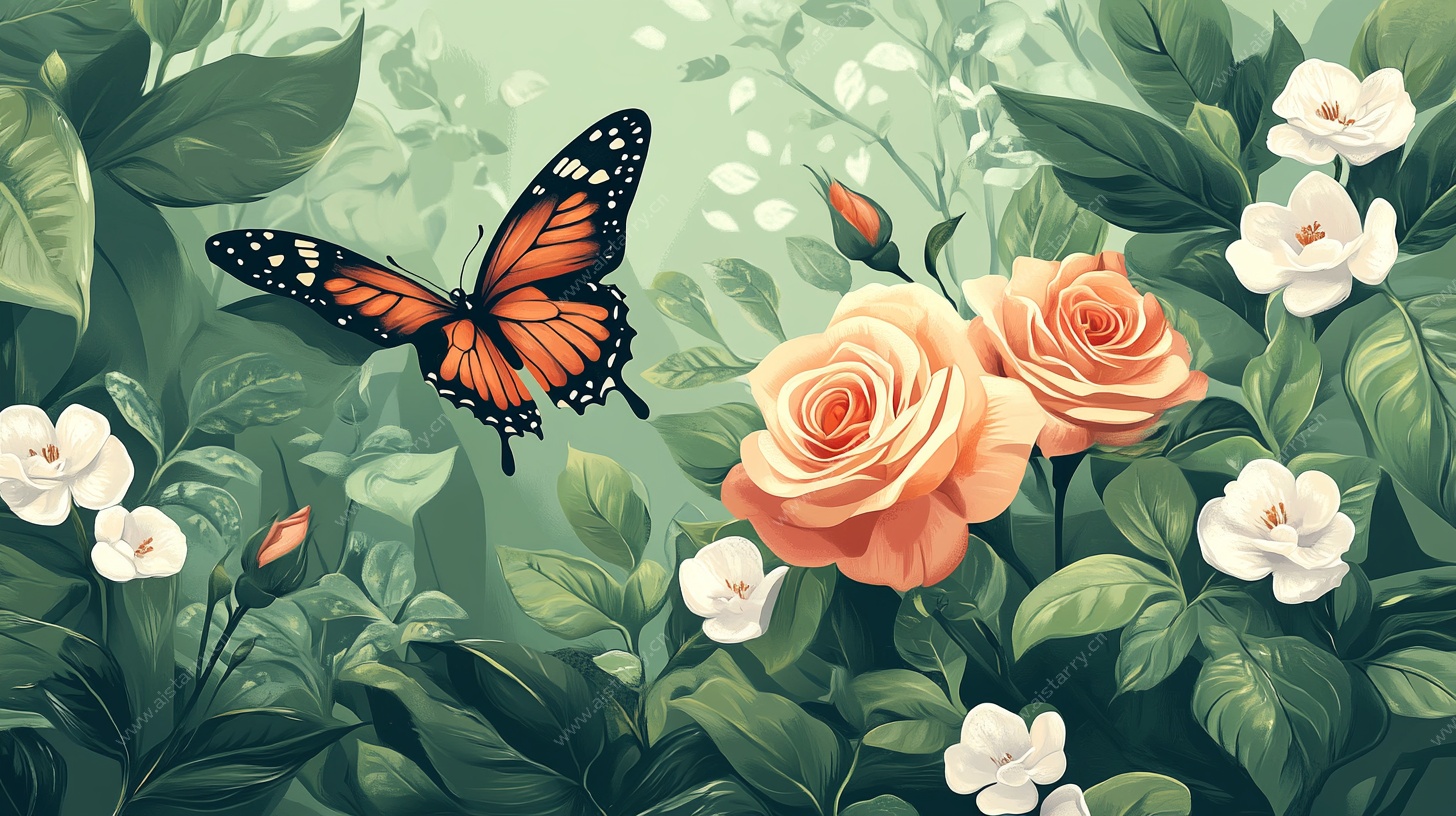 蝴蝶戏花的梦幻场景