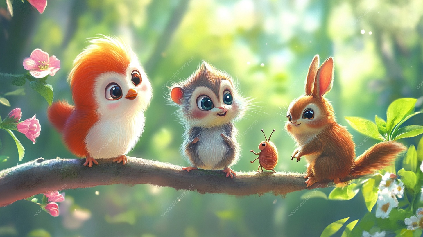 萌趣小动物的森林聚会