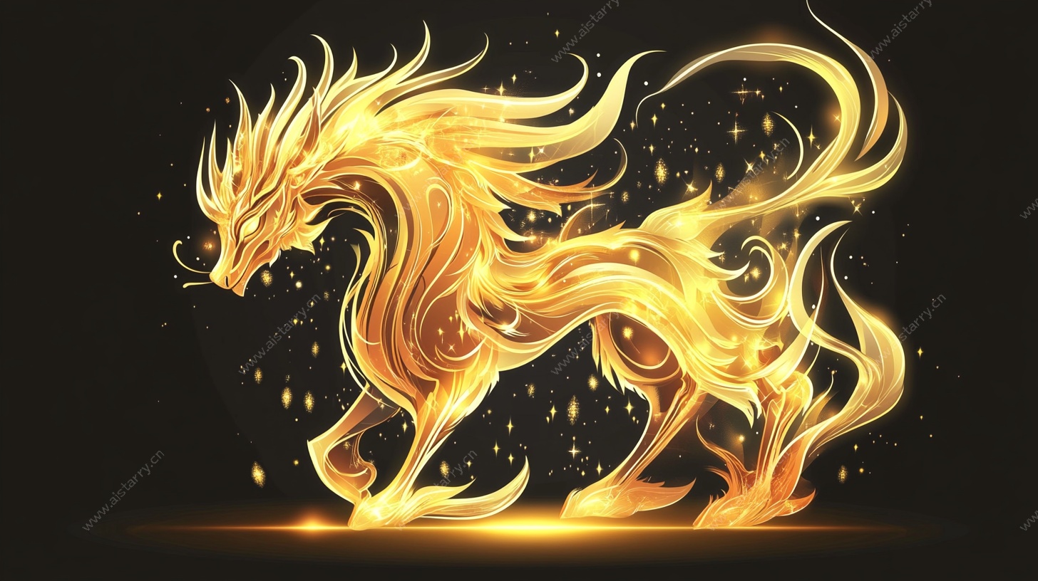 金色火焰麒麟图