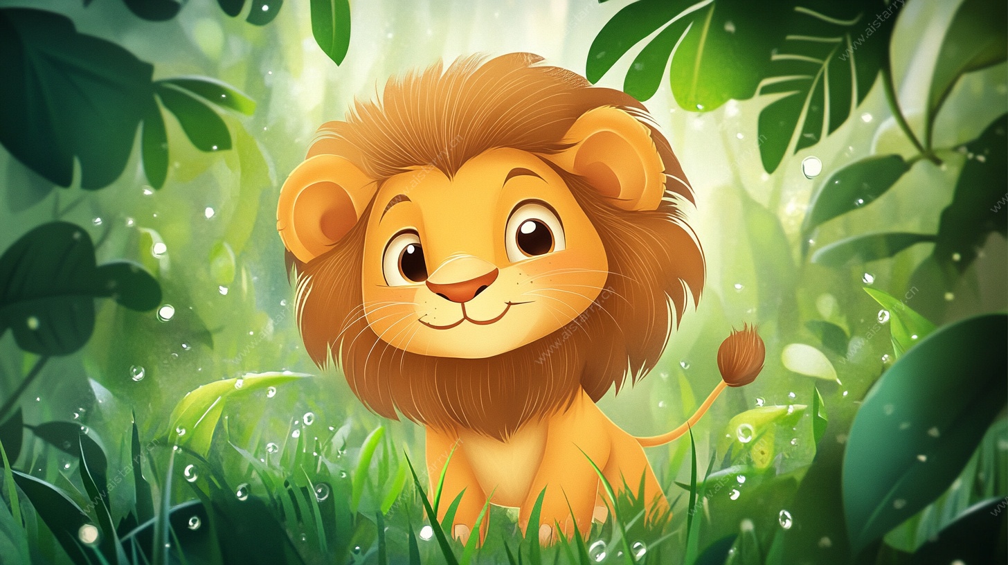森林中的可爱小狮子