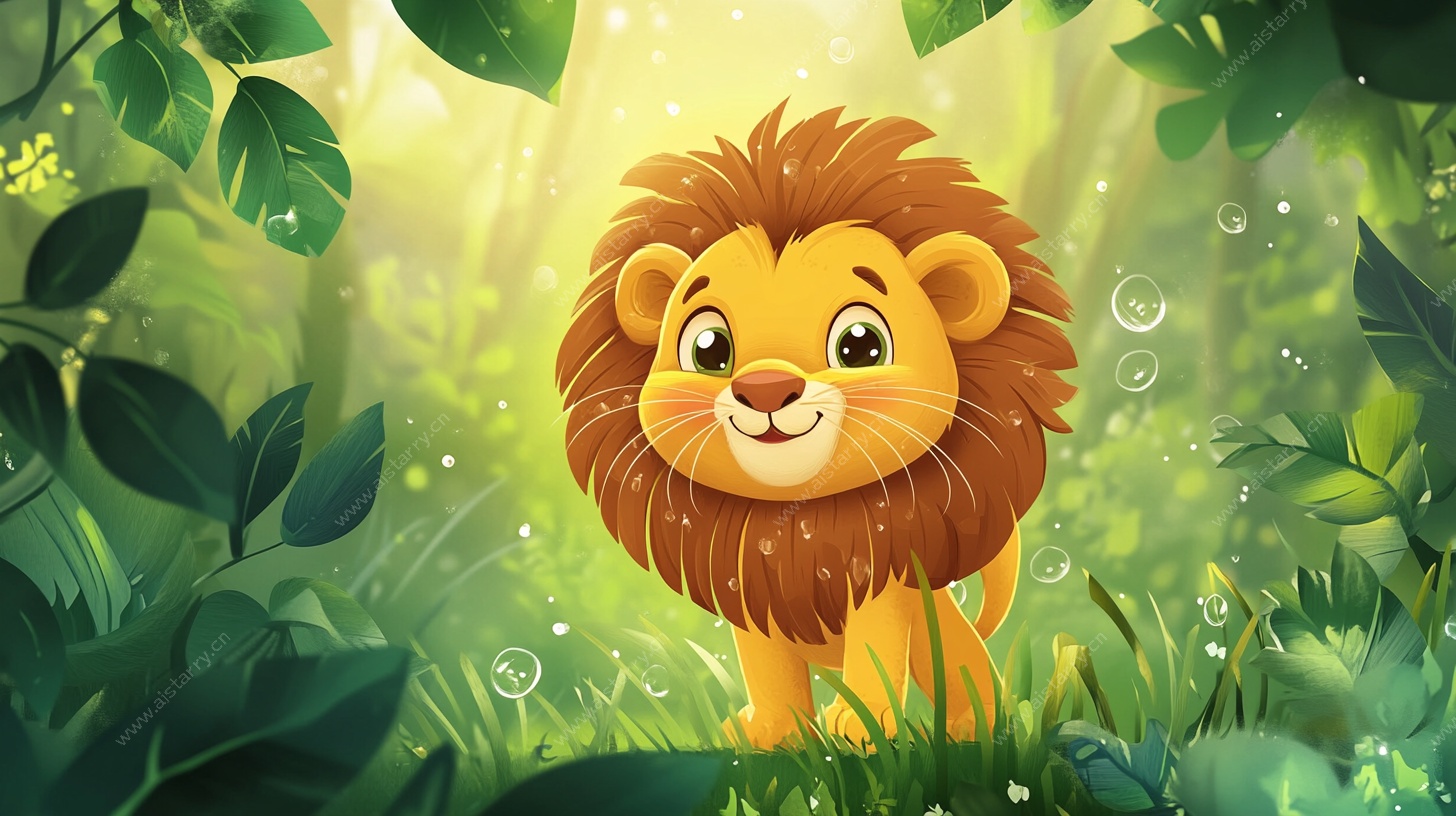 森林中的可爱小狮子