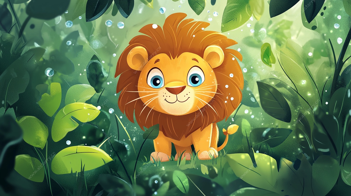 森林中的可爱小狮子