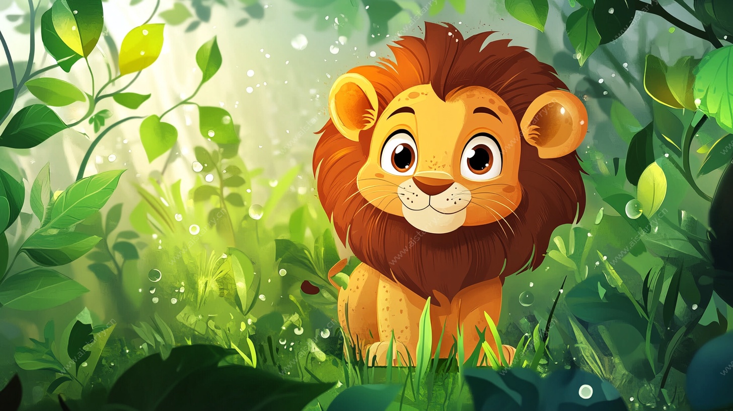 丛林中的可爱小狮子
