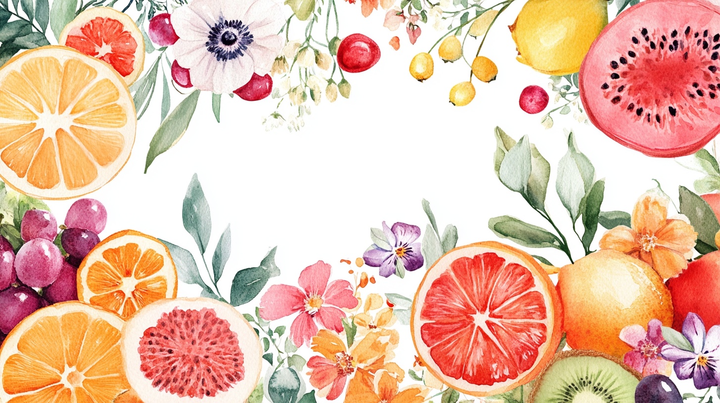 水彩水果花卉边框图