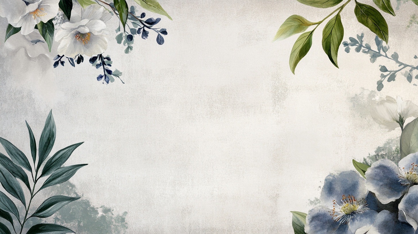 花卉绿叶中式淡雅背景图