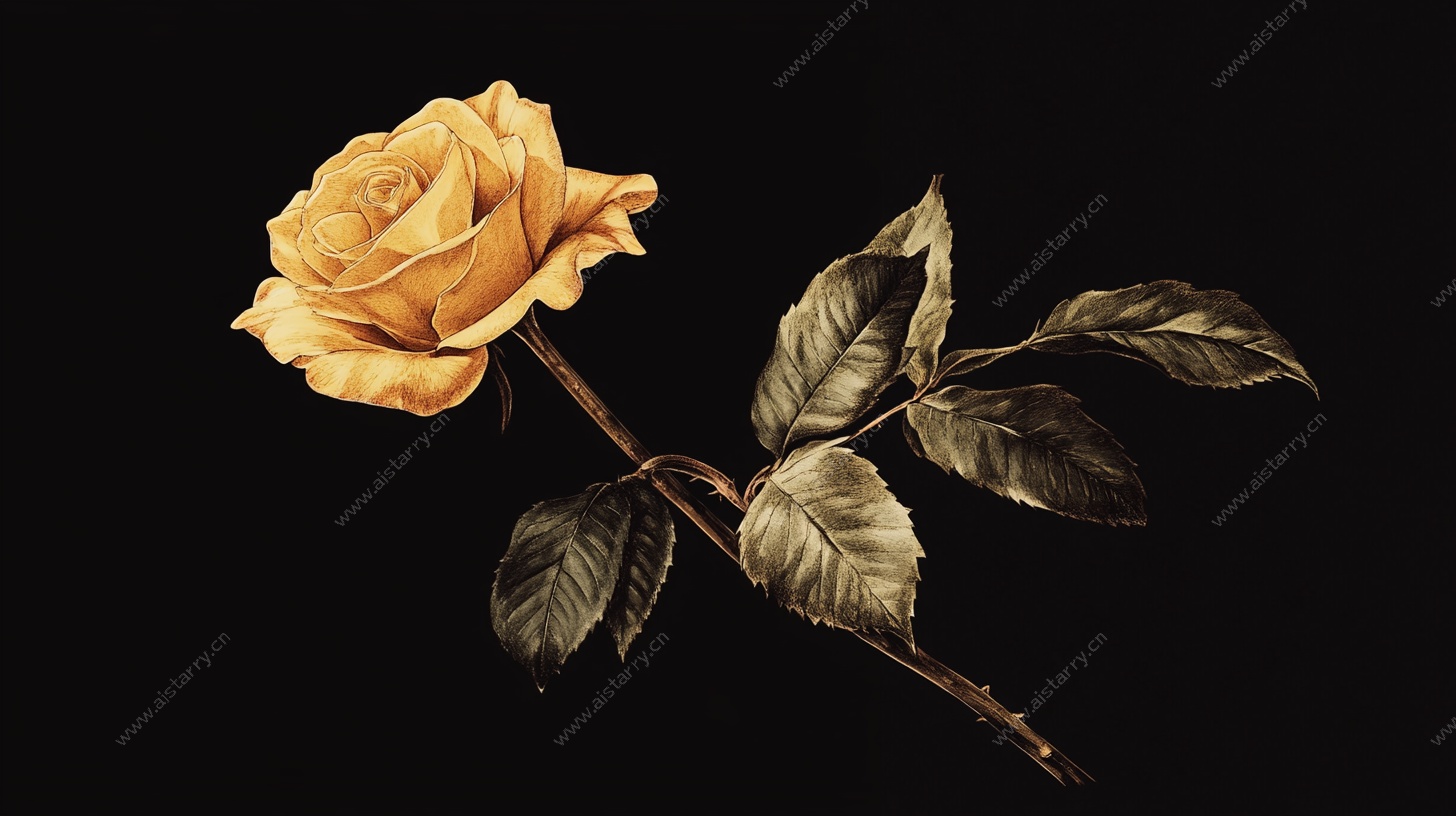 金色玫瑰静物图