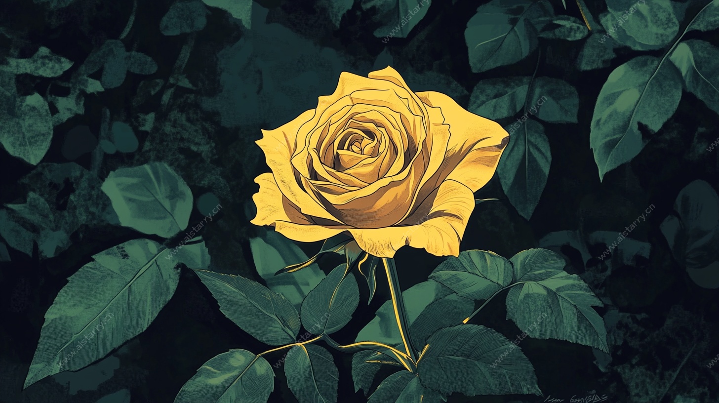 金黄玫瑰的优雅绽放