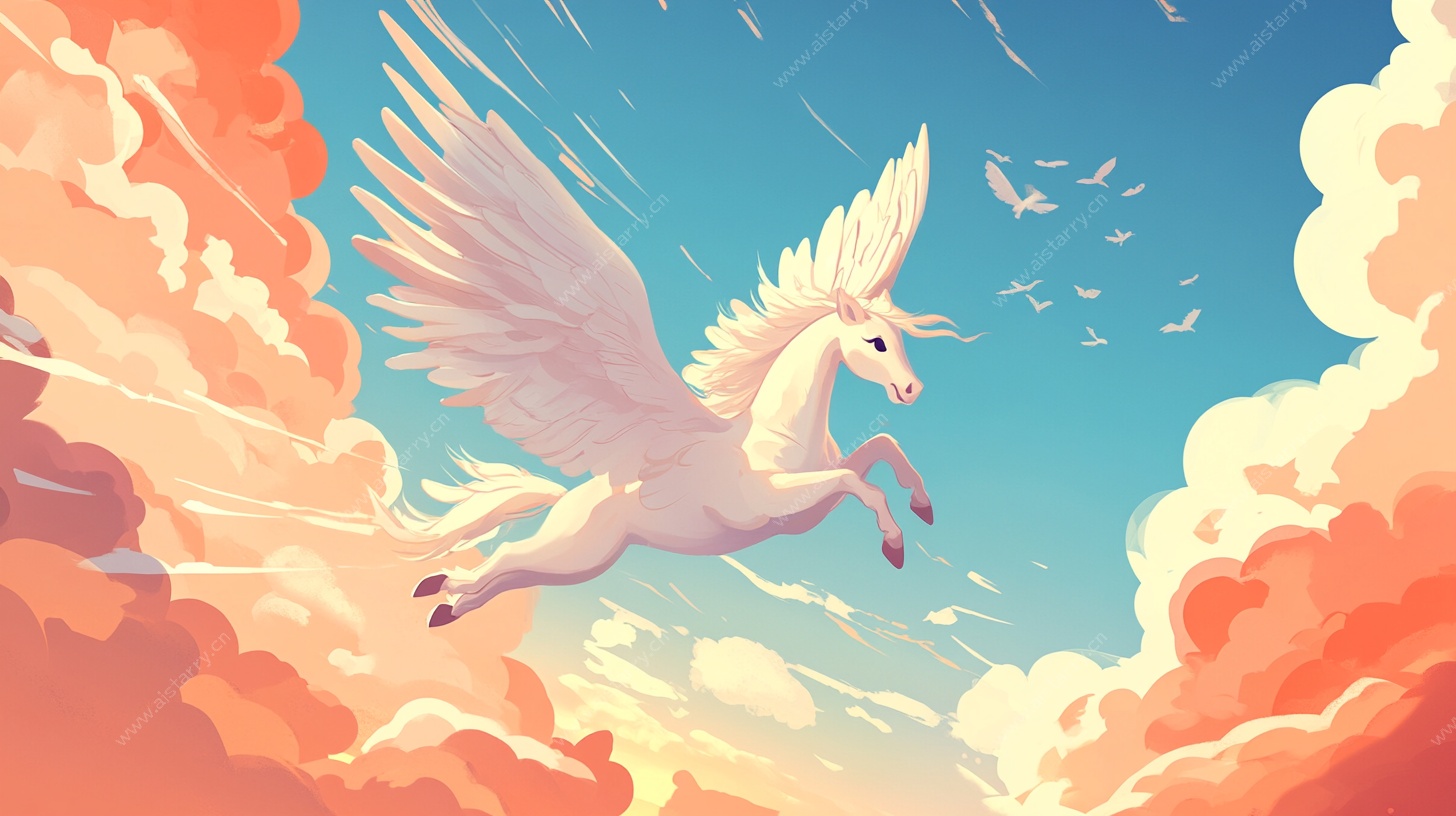 天空中飞翔的梦幻独角兽