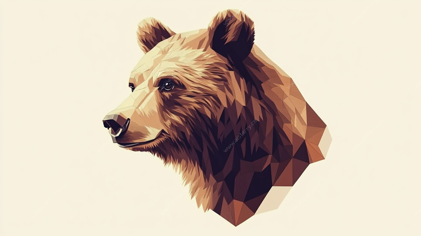 几何风格棕熊头像插画